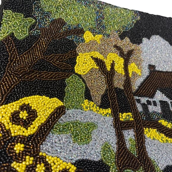 Y&S Handcrafted Beaded Landscape Purse With Shoulder Straps - Picture 2 of 7